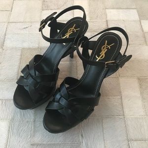 Black Saint Laurent Tribute 75 sandal 38.5 US 8